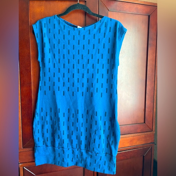 Smoking Lily "oh joyful tunic" graphic dashes print cobalt blue Size Small - Picture 3 of 12